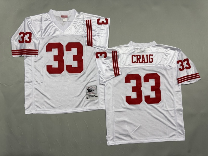 Men 2025 San Francisco 49ers #33 Craig white Throwback Limited NFL Jersey style 001